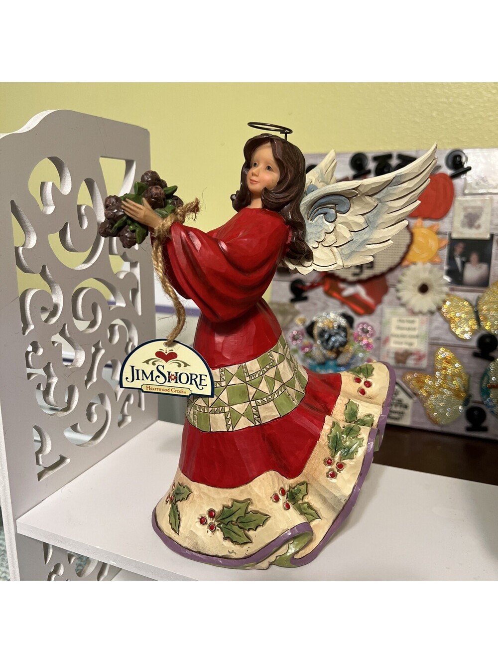 Jim Shore Naturally Festive Angel 4047761 Red Green Holly Heartwood Creek w/ Box